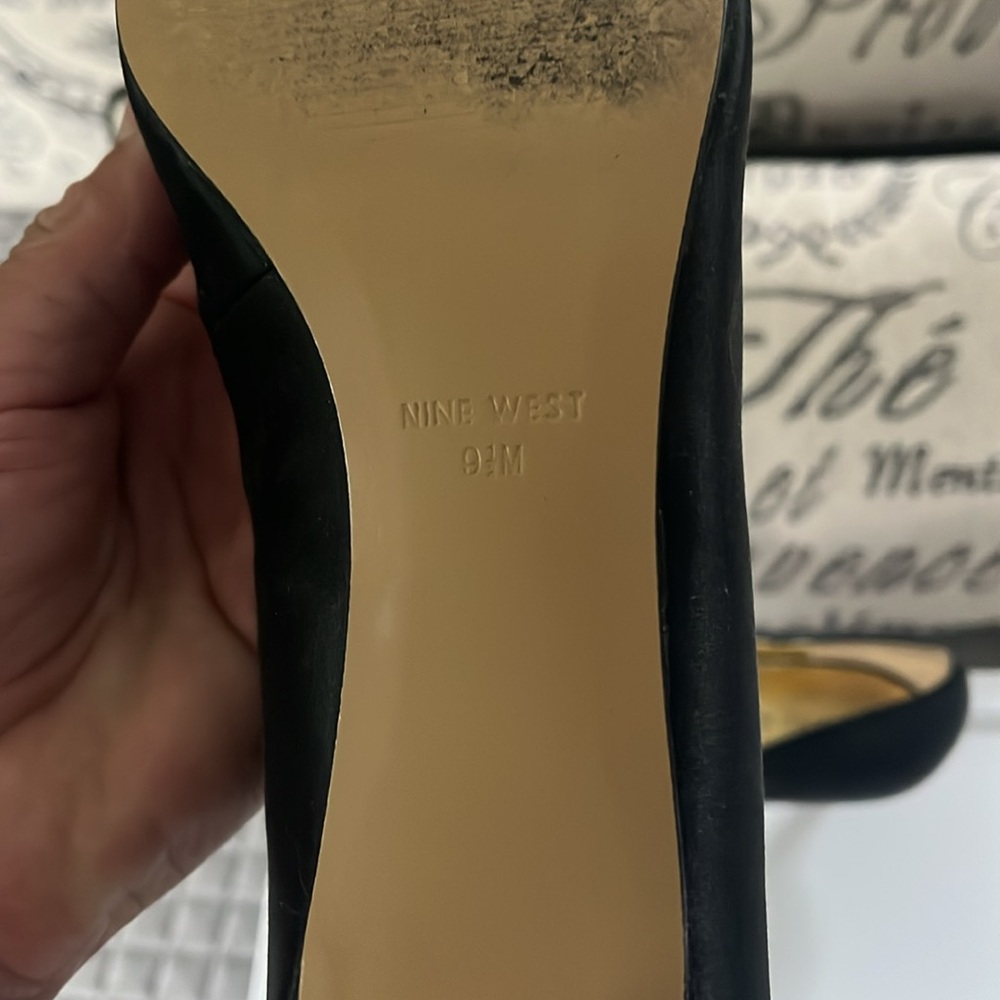 Nine West Black and Silver Heels with Rhinestone Embellishments - Picture 4 of 8